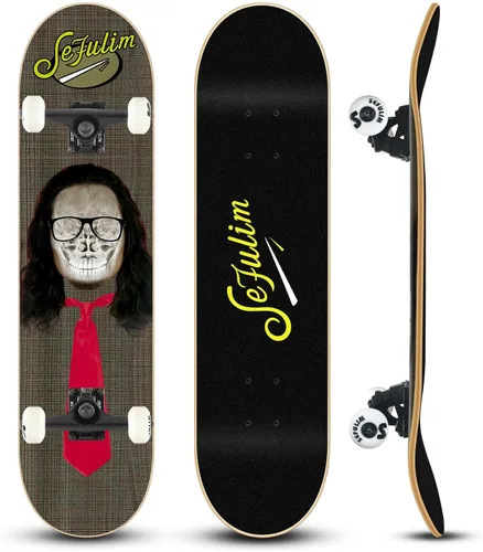 Vista 12 de 31 x 8 Inch Complete Skateboard 7 Layer Canadian Maple Double Kick Deck Concave Cruiser Trick Skateboard for Boys Girls Teens Adults Beginner