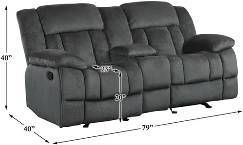 Vista 3 de Pemberly Row Sofá biplaza reclinable tradicional de microfibra doble en carbón