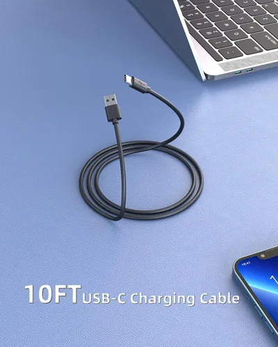 Vista 4 de Cable de carga USB tipo C de 10 pies apto para controlador PS5, controlador Xbox Series XXbox Series S, Playstation 5 DualSense Wireless Controller