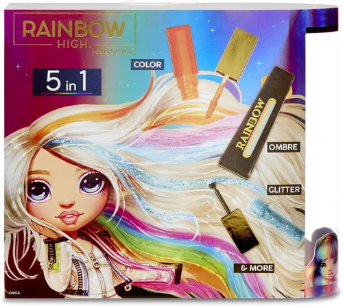 Vista 6 de Rainbow High Hair Studio - Crea cabello arcoíris con muñeca exclusiva, extra largo, color de cabello lavable y ropa completa y accesorios
