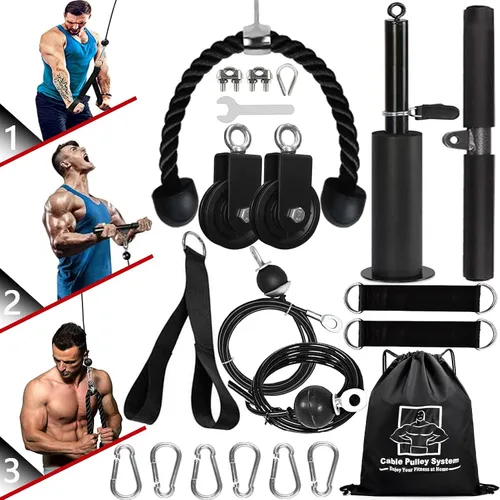 Vista 14 de Sistema de polea de cable de peso, accesorios de polea de entrenamiento LAT y elevación para gimnasio, sistema de polea de entrenamiento de tríceps