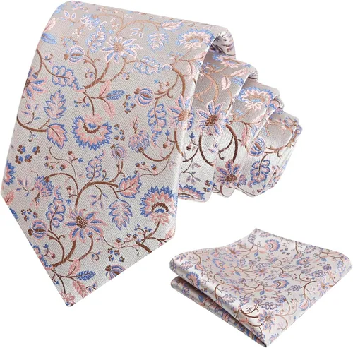Vista 119 de Alizeal Mens 3.15inches Leaf Flower Pattern Tie with Floral Pocket Square Set