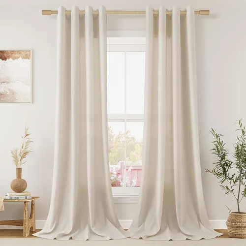 Vista 60 de Cortinas de lino negro para dormitorio y sala de estar de 84 pulgadas de largo, juego de 2 paneles, para habitación de niños, filtro de luz