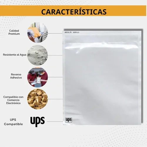 Vista 4 de Paquete de 250 fundas para etiquetas de envío de UPS de 6.5 x 10 pulgadas, bolsas transparentes autoadhesivas de embalaje, sobres impermeables
