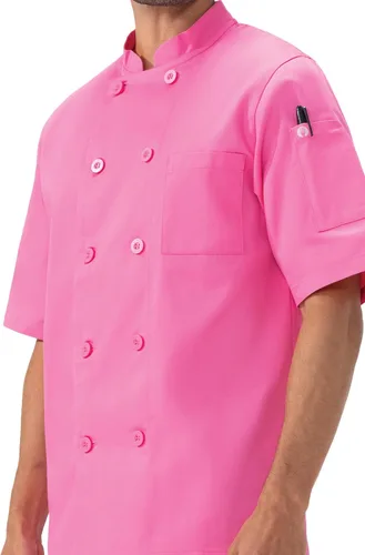 Vista 4 de Chef Works Chaqueta de Chef Unisex Volnay Rosa fuerte