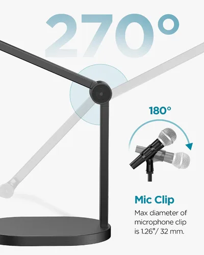 Vista 4 de InnoGear Soporte de Micrófono de Estudio, Carga Máxima 2.64 lb Brazo de Micrófono Montaje de Escritorio Soporte de Micrófono de Escritorio