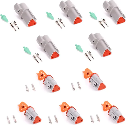 Vista 13 de 5 Sets 2Pin DT Conector kit impermeable sellado enchufe eléctrico carcasa Cable Dt Conector 22-16AWG DT04-2P DT06-2S (negro)
