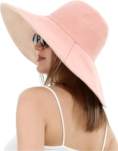 Vista 10 de Sun Hat for Women Wide Brim Reversible Double-Sided Cotton Fisherman Cap Caqui