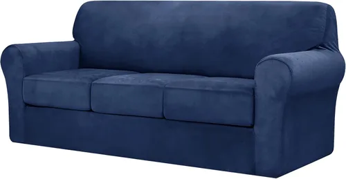 Vista 20 de CHUN YI Fundas de terciopelo para sofá de 4 piezas para sofá de 3 cojines, funda de sofá antideslizante resistente al agua, protector de muebles