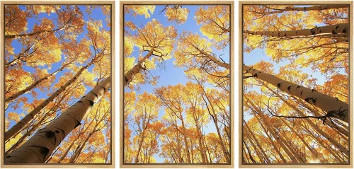 Vista 75 de wall26 Lienzo enmarcado para pared, juego de arte de fila de palmeras de California y cielo azul, naturaleza, vida silvestre, fotografía, realismo
