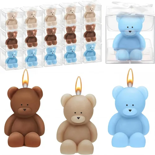 Vista 11 de 15 velas de oso para baby shower, regalos de fiesta de oso invitado, velas de baby shower, a granel para regalos decoraciones de fiesta (rosa, azul)