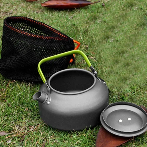 Vista 9 de LIXADA Hervidor de camping 0.8L/1.2L/1.6L para agua hirviendo, tetera de té tetera de aleación de aluminio con mango de silicona bolsa de transporte