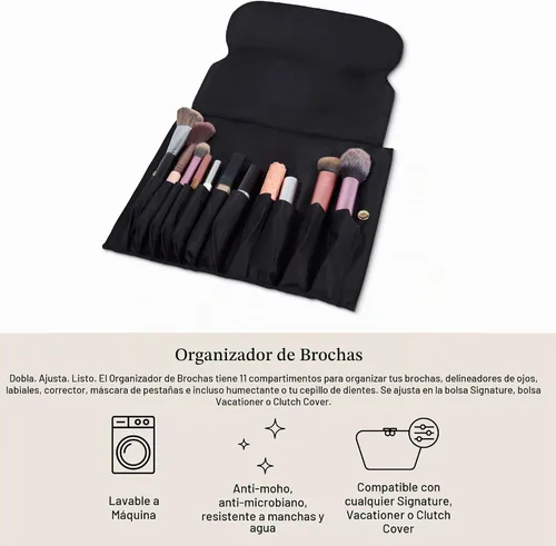 Vista 4 de KUSSHI Bolsa de Maquillaje y Cosméticos Lavable para Viaje, Negro