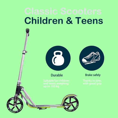Vista 4 de Scooter para adultos – Plegable, altura ajustable, ruedas grandes, marco ligero de aluminio Adecuado para adolescentes mayores de 12 años Límite