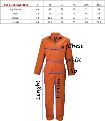 Vista 4 de Natural Uniforms Overol de sarga de manga larga con cremallera para hombre, resistente a las manchas y a las arrugas