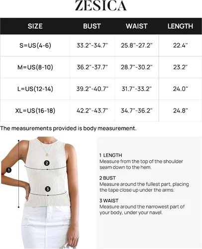 Vista 6 de ZESICA Camisetas sin mangas acanaladas para mujer, de verano, sin mangas, cuello alto, casual, ajustadas, básicas, de punto