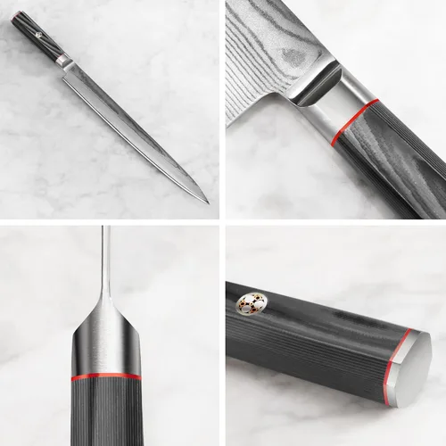 Vista 3 de Cangshan YARI Series 501301 - Cuchillo Sashimi de 12 pulgadas con funda, acero de Damasco X-7