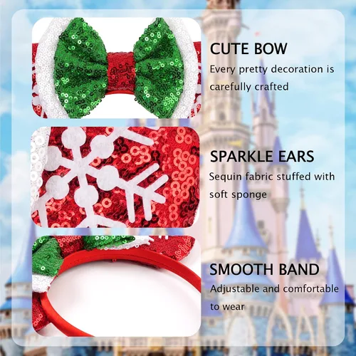 Vista 38 de Diadema de Navidad, orejas de ratón, decoraciones navideñas, sombreros de Navidad
