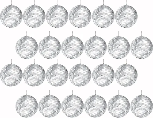 Vista 11 de Bola de discoteca de espejo de 12 pulgadas, bola colgante plateada de 2 pulgadas con cuerda adjunta, refleja la luz, recuerdo de fiesta