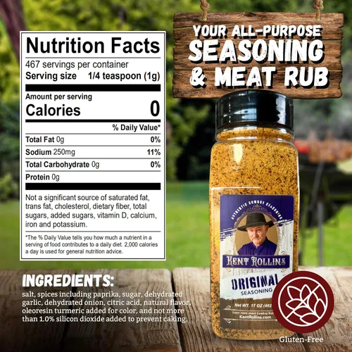 Vista 2 de Kent Rollins Condimento original de 16.6 oz – Para parrilla, barbacoa frote