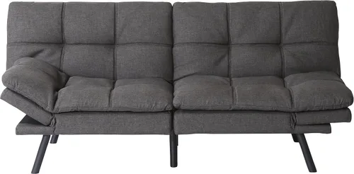 Vista 10 de Sofá cama futón, sofá cama convertible de espuma viscoelástica, moderno sofá cama plegable para espacio de vida pequeño y compacto (negro + PU#)