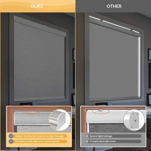 Vista 3 de Boolegon Persianas enrollables opacas para ventanas, color caqui