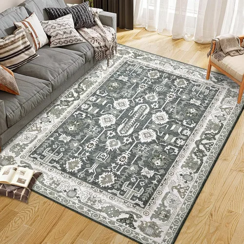 Vista 18 de FairOnly Alfombra bohemia lavable de 2 x 6 pies, estilo vintage, envejecida, tribal, antideslizante, no desprende pelusa, suave, plegable, alfombra