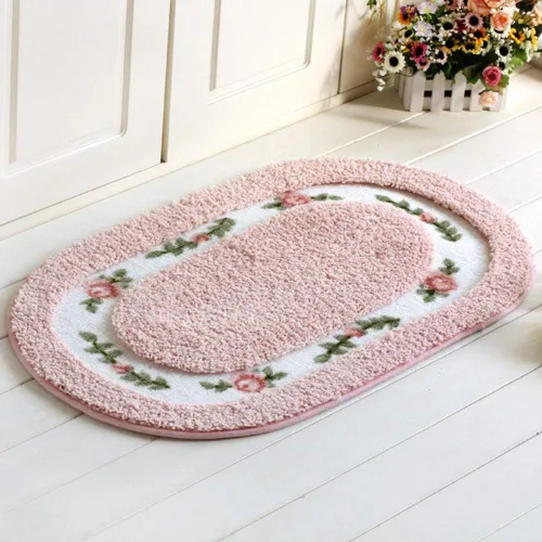 Vista 13 de vctops Elegante tapete de baño con diseño de rosas y flores, tapete de bienvenida para cocina, suave, antideslizante, absorbente, color rosa, 31 x