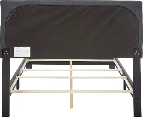 Vista 4 de Baxton Studio Elaina - Cama de tela moderna y contemporánea, matrimonial, color gris oscuro