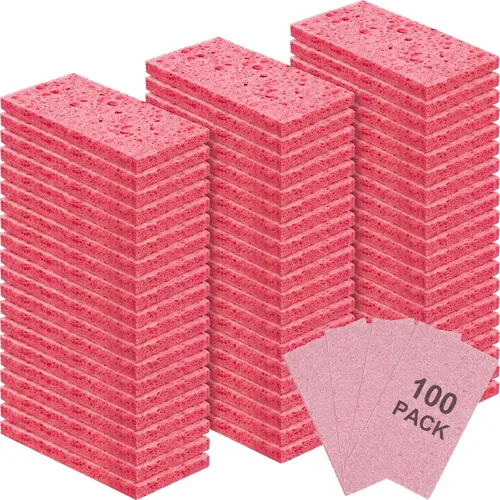 Vista 13 de Zhengmy 48 esponjas a granel, esponjas comprimidas de cocina, esponja natural para platos, limpieza de pulpa de madera comprimida sin rayar para Azul