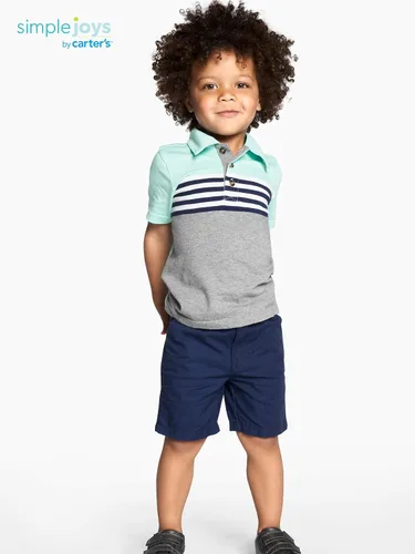 Vista 4 de Simple Joys by Carter's Paquete de 2 pantalones cortos planos para niños pequeños