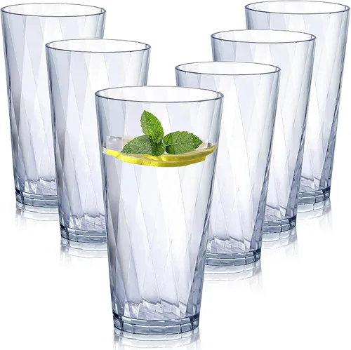 Vista 9 de vasos de plástico irrompibles, juego de 8, vasos de plástico a prueba de roturas, vasos de plástico transparentes, vasos de plástico de 10 oz, aptos