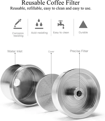 Vista 2 de Juego de cápsulas, piezas para cafetera, filtro de café reutilizable de acero inoxidable, filtros de cápsulas de café, accesorios para cafetera illy