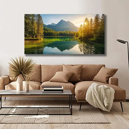 Vista 2 de Yuaxker Cuadros de árbol para decoración de pared, arte de pared verde, pintura de paisaje natural, arte estético moderno para sala de estar