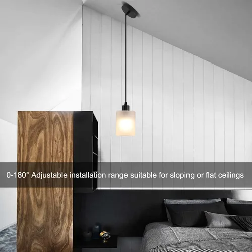 Vista 3 de Paquete de 3 Lámparas Colgantes Industriales, Pantalla de Vidrio Esmerilado Estilo Granja Moderno, Luminarias Colgantes Ajustables para Isla