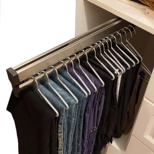 Vista 9 de Barra de Percha para Armario, Barra Extensible para Armario de 30-60cm, Barra de Ropa para Armario, Organizador de Armario para Pantalones y Abrigo