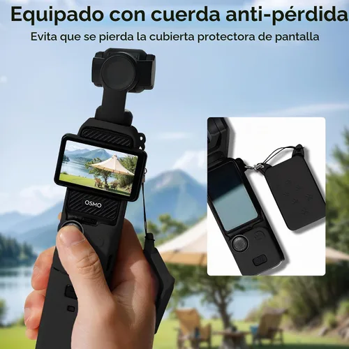 Vista 5 de Funda de silicona Pocket 3: Funda protectora Protector de lente compatible con cámara Vlogging DJI Osmo Pocket 3 Creator Combo Accesorios (negro)