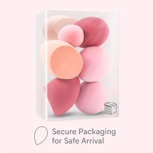 Vista 9 de Juego de esponjas de maquillaje Foonbe, esponjas difuminadoras, 7 piezas para líquido, crema y polvo, sin látex, esponjas de belleza multicolor
