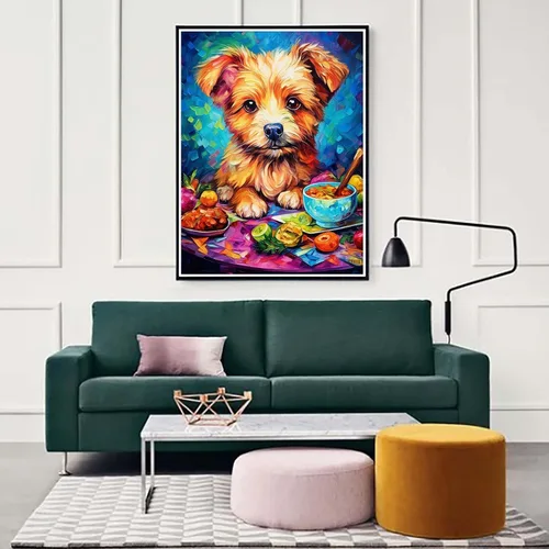 Vista 3 de Zariocy Kits de arte de diamantes 5D para adultos, cachorros, pintura de diamantes de bricolaje, arte redondo de perforación completa, pinturas