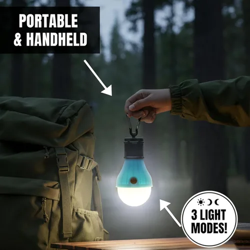 Vista 4 de Juego de 4 faroles LED para campamento, luces portátiles para tienda de campaña con ganchos de clip y 3 modos (alto/bajo/estroboscópico), lámpara