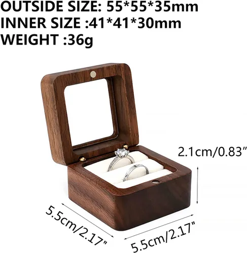 Vista 4 de Caja de madera marrón retro portátil de 7 estilos, pendientes de pecho de joyería, caja de presentación de madera