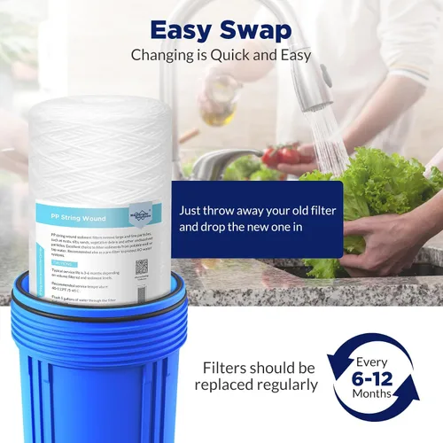 Vista 4 de Membrane Solutions WPP-F10B-5 - Cartucho de repuesto de filtro de agua para toda la casa, filtro universal de sedimentos para agua de pozo, paquete