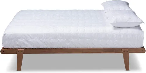 Vista 4 de Baxton Studio Kaia Mid-Century - Cama con plataforma de madera en color marrón nogal