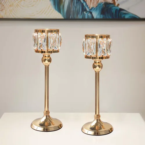 Vista 10 de Candelabro votivo de 3 brazos, candelabros de cristal, centros de mesa de boda para mesas, candelabros de cristal, decoración de mesa (negro)