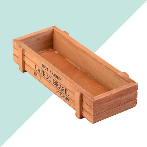 Vista 4 de Maceta decorativa de madera para plantas pequeñas y llaves