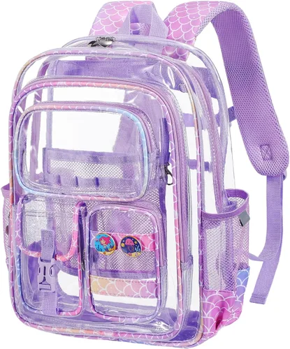 Vista 11 de Mochila transparente de tres capas, bolsa transparente resistente para niños, mochila transparente para niñas y niños (beige)