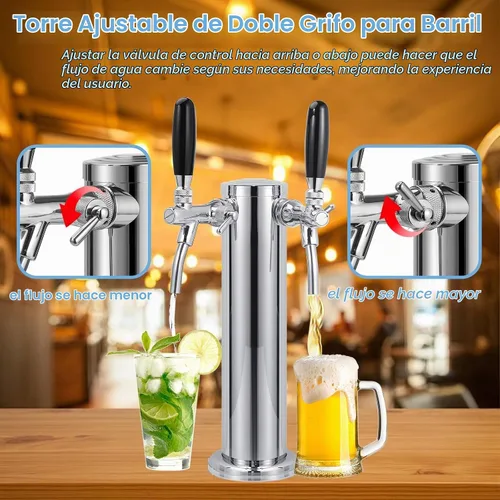 Vista 3 de Torre de cerveza ajustable de doble grifo - Dispensador de tiro premontado