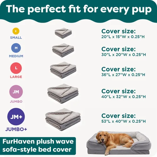 Vista 6 de Furhaven Funda de repuesto para cama de perro, estilo sofá, de pelo sintético y terciopelo, color salvia oscura, talla M