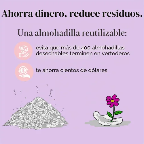 Vista 5 de Pixie Almohadillas de tela de algodón para el cuidado femenino, almohadillas reutilizables 100% orgánicas, clasificadas como 1 para las servilletas