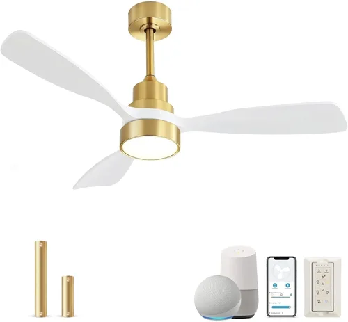 Vista 10 de Sofucor Ventilador de techo inteligente de 48 pulgadas con luces y control remoto/aplicación, compatible con Alexa/Google, ventilador de techo